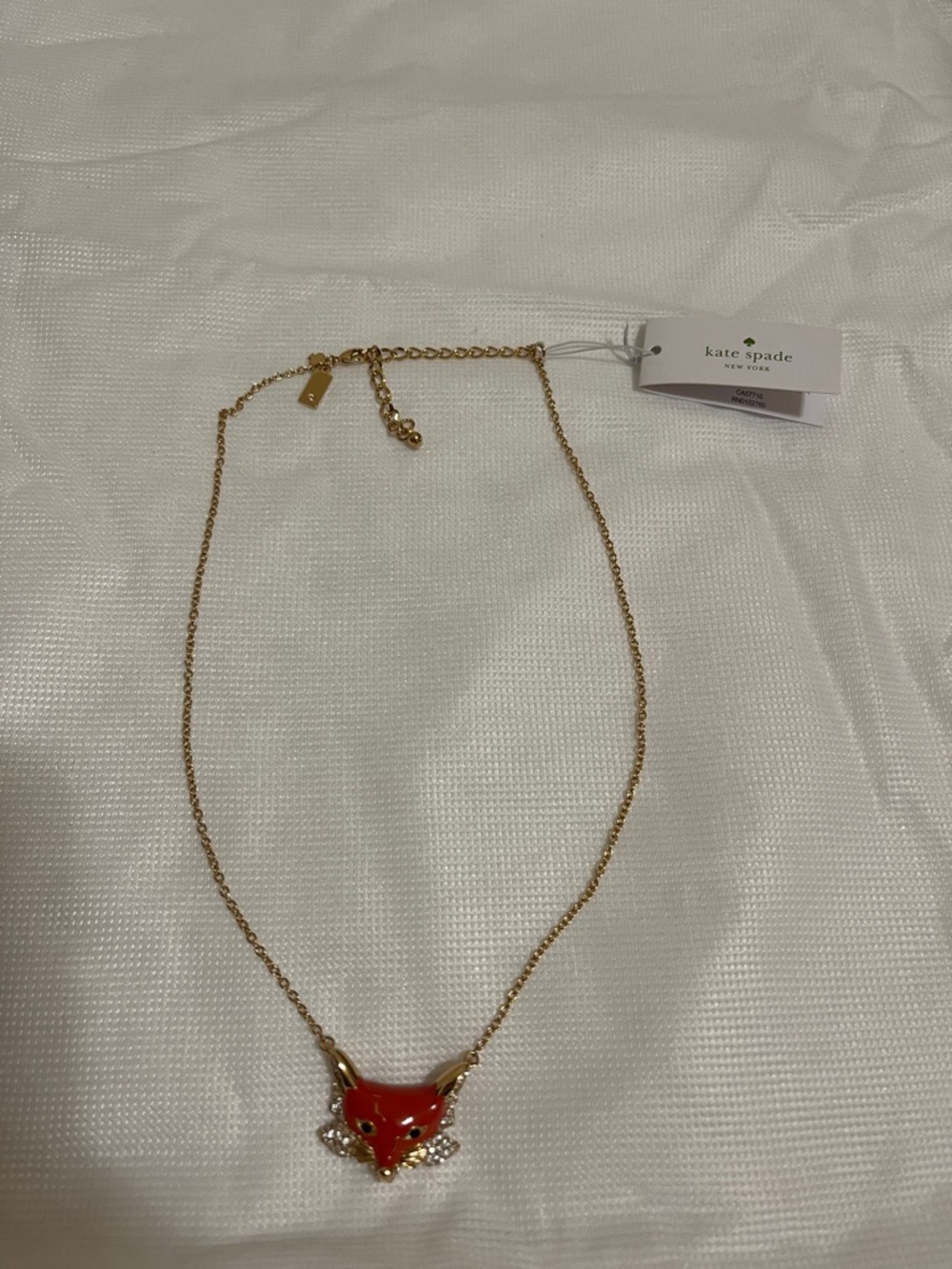 Kate Spade fox gold necklace NWT
